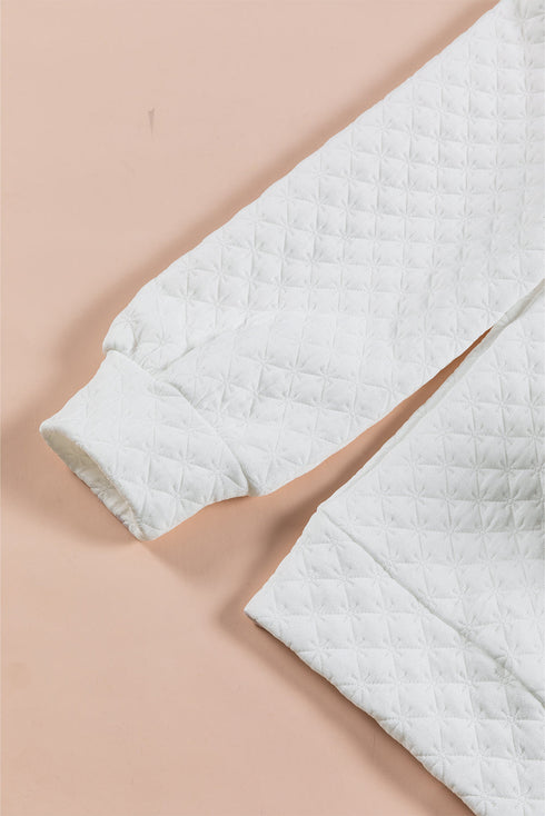 Split Neck Quilted Long Sleeve Top